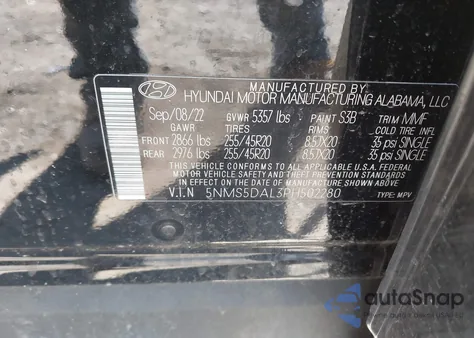 2023 Hyundai Santa Fe Calligraphy z USA, uszkodzony, nr VIN 5NMS5DAL3PH502280